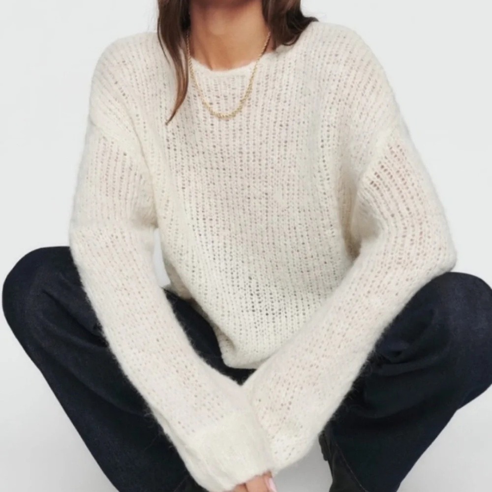 Reformation | Kaya Baby Alpaca Merino Wool Oversized Sweater in Cream